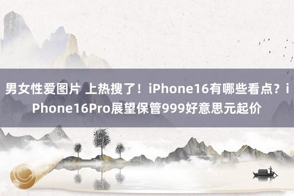 男女性爱图片 上热搜了！iPhone16有哪些看点？iPhone16Pro展望保管999好意思元起价