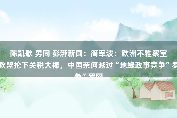 陈凯歌 男同 彭湃新闻：简军波：欧洲不雅察室｜欧盟抡下关税大棒，中国奈何越过“地缘政事竞争”罗网