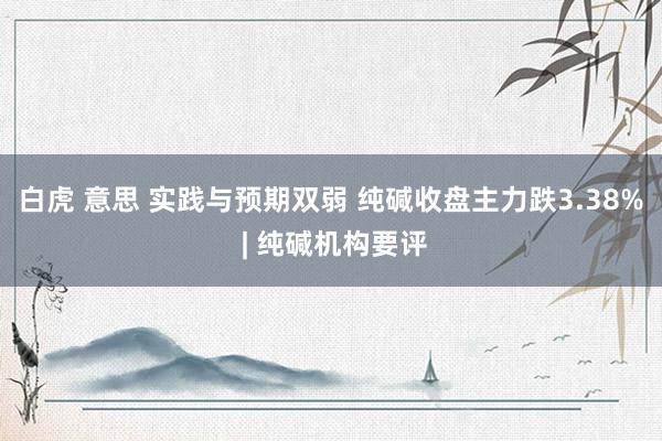 白虎 意思 实践与预期双弱 纯碱收盘主力跌3.38% | 纯碱机构要评