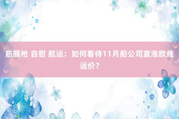 筋膜枪 自慰 航运：如何看待11月船公司宣涨欧线运价？