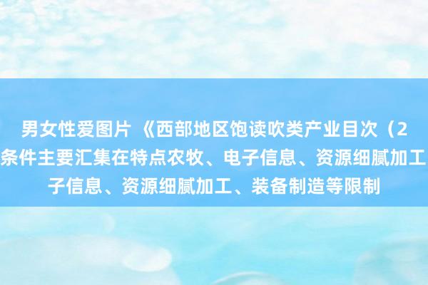 男女性爱图片 《西部地区饱读吹类产业目次（2025年本）》增多条件主要汇集在特点农牧、电子信息、资源细腻加工、装备制造等限制