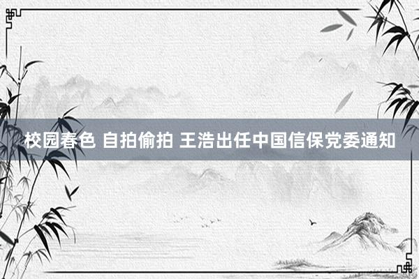 校园春色 自拍偷拍 王浩出任中国信保党委通知